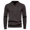 Herentruien Hoogwaardige herfst- en winter slank Fit Cardigan Heren trui rits Zipper Solid Color Quality Gentleman Clothing