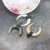 Pendant Necklaces 5pcs/lot OX Horn Shell Copper Wire Wrapped Gun Black Crescent Shape Necklace Earrings Jewelry Charms Making