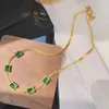 Kettingen 316L Rvs Retro Geometrisch Ontwerp Vierkante Ketting Groene Zirkoon Dames Mode Prachtige Sieraden N-297