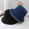 Design vikbar tv￤ttad denim hink hattar kvinnor unisex bob caps hip hop gorros hatt m￤n utomhus fiske jakt panama m￶ssa