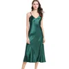 Sexy Pyjama 's Satin Nightgown Long Slip Sleep Dress Silk V Neck Sleepwear Solid Color Nightwear 221027