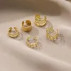 Rücken Ohrringe 12PC Kreative Gold Farbe Blätter Clip Für Frauen Männer Einfache C Ohr Manschette Kein Piercing Set Trend schmuck Geschenk