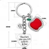 HART CHARM roestvrijstalen lerarendag sleutelring voor lerarenbrief druipend olie -email Keychain Flower Pendant Key Chain Fashion sieraden