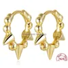 Hoop Huggie Hoop Hie Gold Punk Rivets Beads Tiny Hoops Cartilage Earrings For Women Small Round Ear Buckle 925 Sterling Sier Jewel Dhnog