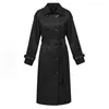 Trench da donna Moda doppiopetto Donna Giacca a vento lunga Capispalla Primavera Autunno Stile Inghilterra Cappotto nero da donna