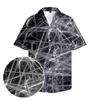 Men's Casual Shirts Men's Hawaii Tops Black And White Blurred Laser Printed Retro Style Clothing Button Down Summer Plus Size