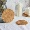 Masa Paspasları 6pcs Toptan El Yapımı Sofra Placemat Yemeği İçecek Kupası Mat Pad Dokuma Rattan Coasters Set