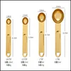 Measuring Tools Measuring Tools 8Pcs Rose Gold Plated Spoon Cups Set Stainess Steel Kitchen Scale Coffee Scoops Baking Bartending 22 Dh3Wn