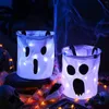 Confezioni regalo Sacchetti di caramelle fantasma di Halloween Borsa regalo per feste con secchiello illuminato a LED