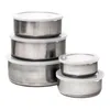 5pcs/set Stainless Steel Food Storage Container Ramen Popcorn Fruit Salad Noodle Coconut Bowl Tableware Soup Bowl Dinnerware