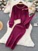 Vestido de dos piezas SINGREINY Invierno Mujeres Conjuntos de punto Moda Breading Manga larga Pearl SweaterKnitted Camis Suéter Trajes 221115