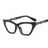 Lunettes de soleil Cadres de verres d'œil de chat transparent cadre Femmes Optical Prescription Fashion Metal Chain Computer Spectacle Eyewear Vintage T2201114