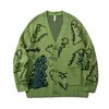 Pulls pour hommes Harajuku Dinosaure Motif Noir Cardigan Hommes Vintage Surdimensionné Dessin Animé Kawaii Manteaux Automne Hiver Lâche Tricoté 221114