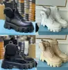 Men Vrouwenontwerpers Rois Boots Ankle Martin Boots en Nylon Boot Military Inspired Combat Boots Nylon Bouch bevestigd aan de enkel groot formaat met zakken no43