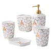 Set di accessori da bagno Accessori da bagno in ceramica 5 pezzi Mosaico Portaspazzolino Bicchiere Bottiglia di lozione Portasapone Regali di nozze