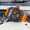 Reloj s de lujo con diseño hueco para hombre, barril de vino, Calavera, Esfera Grande, fluorescente, completamente automático, resistente al agua, mecánico, de alta calidad