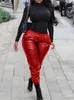 Hosen Winter Leder Für Frauen Streetwear Y2k Damen Plus Größe frauen Mit Elastische Taille Großhandel Drop