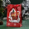 Brocada de presente 4pcs Kraft Paper Christmas Cookie Box Papai Noel Bolsas de presentes Merry Navidad Ano S 2023