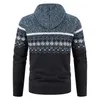 Mens Sweaters Winter Hooded Cardigan Coat Casual Print Fleece Thicken Zipper Jacket High Quality Cotton Knitting Sweater 221115