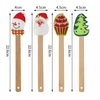 Silicone Cream Spatula Árvore de Natal Papai Noel Bolo de neve de boneco de neve mistura Ferramentas de cozinha raspadoras com alça de madeira RRC353