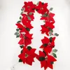 Flores decorativas 2 metros de flor artificial Garland natal decoração de casa branca Luz brilhante Rattan para o ornamento de porta pendurar parede