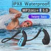 Наушники для сотового телефона DDJ Q1 Bone Transuction Встроенная память 8G IPX8 Водонепроницаемый MP3 Музыкалист плавание плавание.