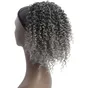 Extens￣o de rabo de cavalo de cord￣o cinza ombre curto preto cinza kinky curly afro rabas