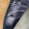 2022 Designer Men's Jeans men jeans hip-hop fashion zipper hole wash pants retro torn fold stitching mens design motorcycle riding cool slim