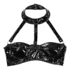 Débardeurs pour femmes Sexy Femme Danse Crop Top Halter Neck Latex Soutien-gorge