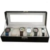 Watch Boxes 6 Slots Handmade Box Clock Time Case For Holding