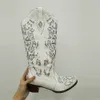 Boots Bonjomarisa Women Cowboy Knee High Glitter Design Autumn Embroidery Slip on Cowgirls Western Shoes Big 43 221115