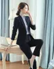 Women's Two Piece Pants High Quality Fabric Uniform Styles Business Suits With And Jackets Coat For Ladies Office Work Wear Pantsuits