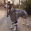 Hundebekleidung Winter Große Kleidung Warme Fleece-Haustierjacke für mittelgroße und große Weimaraner Windhunde Verstellbarer Gürtel Plaid Print Mantel Outfit 221103