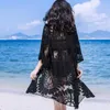 Giacche da donna Summer Lace Cardigan medio lungo Capispalla da donna Abbigliamento per la protezione solare Cappotto sottile con maniche a 3/4 Camicetta alla moda Donna E17