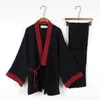 Ropa de dormir para hombre 2022 Kimono japonés Hanfu hombres y mujeres algodón puro lavado crepé manga larga casa Albornoz traje Yukata conjuntos Top Pantalones