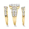 Wedding Rings Choucong Fashion Jewelry Marquise Cut Stone Zircon Cz Yellow Gold Filled Engagement Band Ring Set For Women