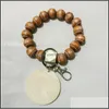 Party Favor Bracelet perlé Porte-clés Pendentif Party Favor Sports Ball Football Baseball Basketball Perle en bois Drop Livraison Accueil Garde Dh0As