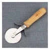 Cake Tools Round Pizza Cutter Tool Stainless Steel Confortable With Wooden Handle Knife Cutters Pastry Pasta Dough Kitchen Bakeware Dhkbj