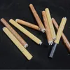100Pcs a lot 78mm 55mm Cigarette Shape Smoking Pipes Wood Grain Pipe Mini Hand Tobacco Snuff tube Aluminum Ceramic Bat Accessories Spring Catcher Taster
