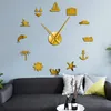 Orologi da parete Fashion 3D Orologio a specchio di grandi dimensioni Adesivo Hawaii Summer Vacation Orologio fai da te Home Living Room Decor