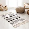 Carpets Bohemian Hand Woven Cotton Linen Carpet Tassel Doormat For Bathroom Shower Room Area Rug