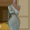 Graceful One Shoulder Prom Dresses Lace Beading Party Dresses Crytals Mermaid Custom Made Evening Dress