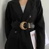 Ремни Женщины широкий ремень золотая квадратная пряжка на талии декоративное пояса с юбкой черная эластичная пряжка с туникой All-Match Tunic Tunic-пояс T221012