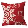 Pillow Case 45 45 cm Happy Elk Santa Claus Red Pillcase Line Sofa 2022 Dekoracje świąteczne Dekoracja roku