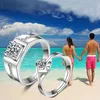 Anneaux de mariage 1 paire classique amour-forme cuivre plaqué argent redimensionnable cristal Couple bague hommes femmes ensemble doigt bijoux en gros