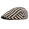 Basker Flat Spaper Cap för män Kvinnor Flatcap Spring Summer Striped Hat Beret British Vintage French Caps and Cabbie