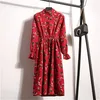 Sıradan Elbiseler Sonbahar Kış Kadınları kadife Vintage Uzun Kollu Yüksek Elastik Bel Partisi Casaul Çiçek Baskı Vestido 221114