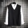 Kamizelki męskie kamizelki sweter men ciepły allmatch czysty kolor po prostu Ulzzang Slevelaless moda streetwear jesienna kabel mody m 2xl 221115