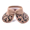 Cappelli a tesa larga Summer Beach Leopard Print Paglia Bellissimo Bowknot Cappello a cilindro vuoto All-match Visor Regalo di San Valentino per la fidanzata