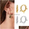 Hoop Huggie Hoop Hie Gold Punk Rivets Beads Tiny Hoops Cartilage Earrings For Women Small Round Ear Buckle 925 Sterling Sier Jewel Dhnog